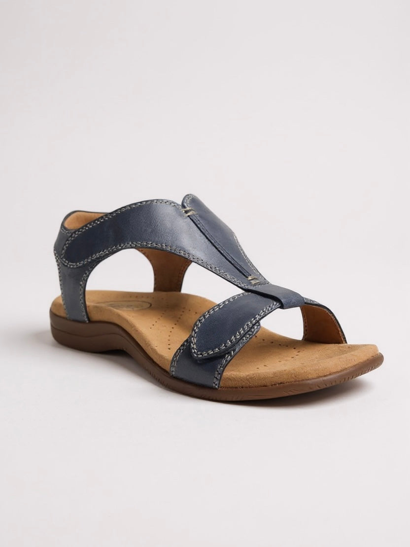 Women's Flat T-Strap Sandals with Cushioned Footbed and Durable Design
