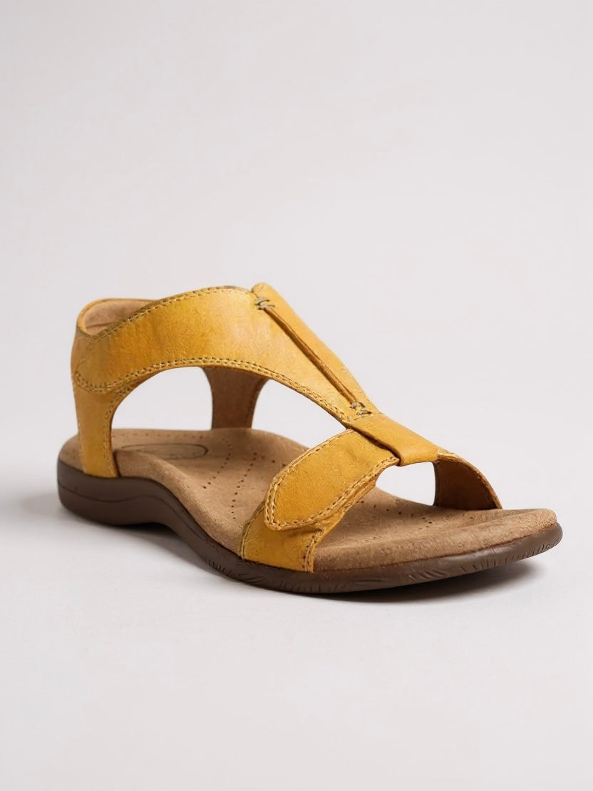 Women's Flat T-Strap Sandals with Cushioned Footbed and Durable Design