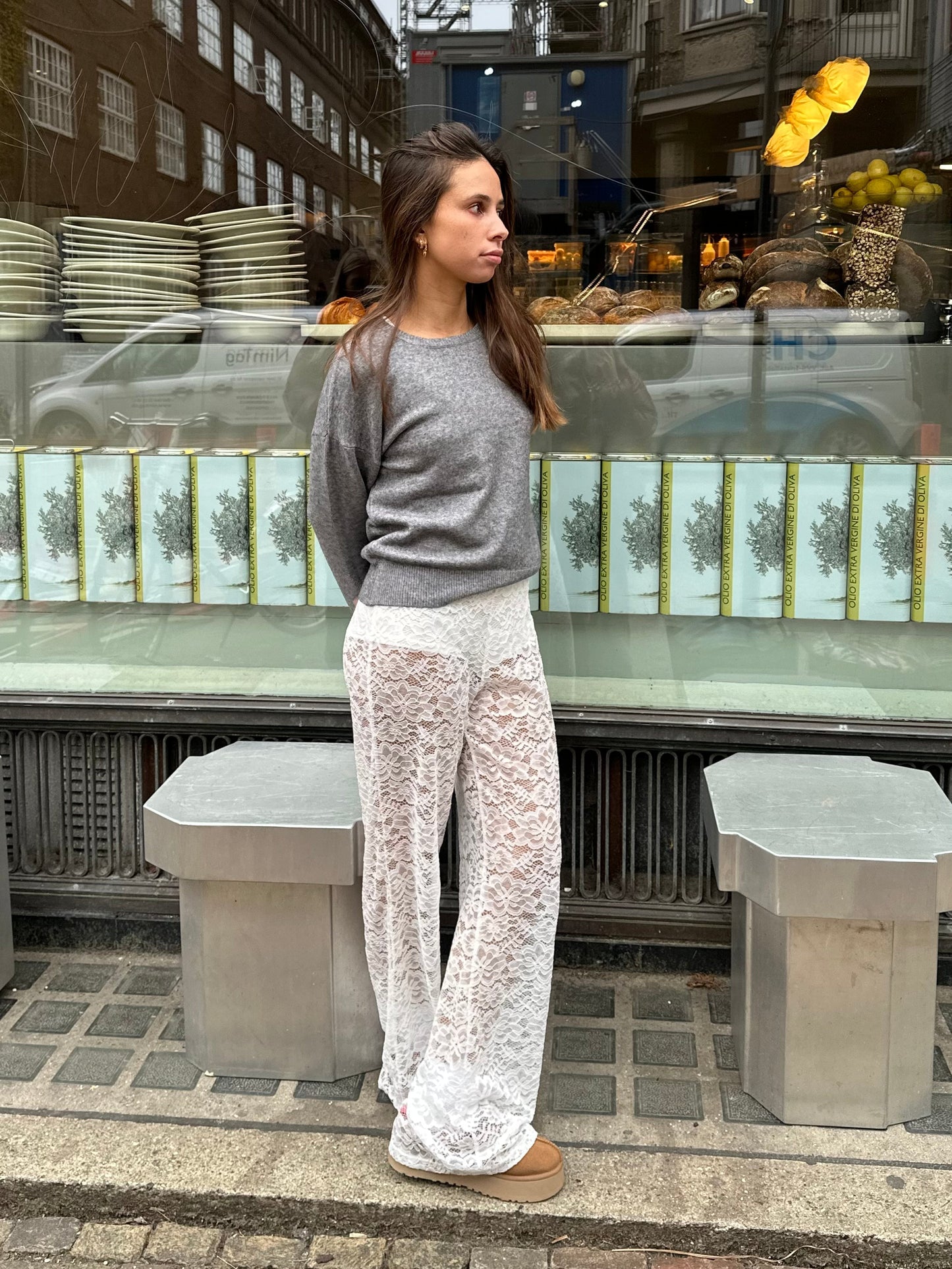 Street-wave Lace Wide-Leg Pants For Women Elegant Sheer Lace Detailing Luxury Comfort