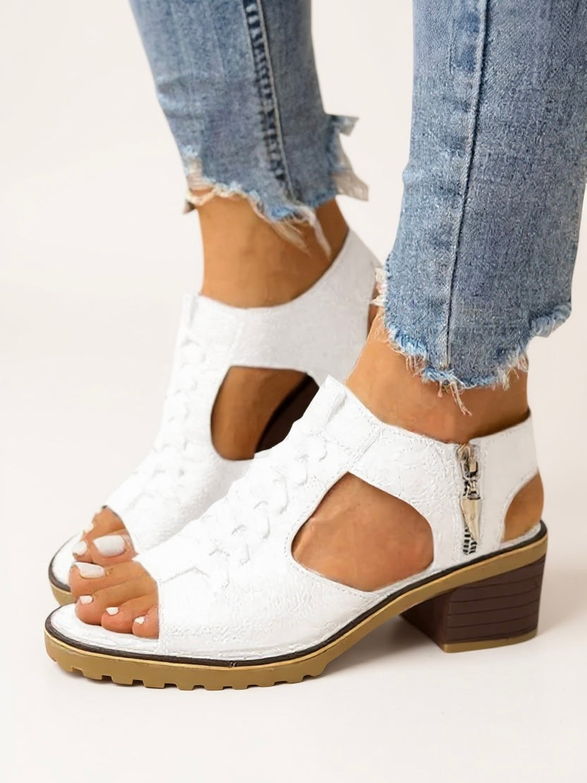 Women's Block Heel Sandals with Cushioned Insole and Adjustable Straps