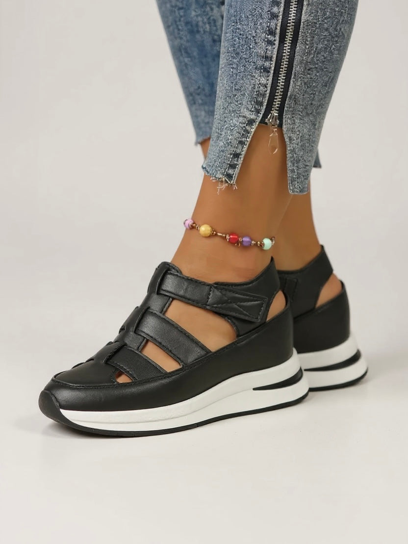 Women's Platform Adjustable Sandals with Supportive Straps and Cushioned Sole