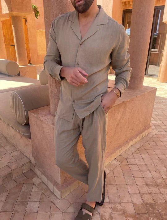 Linen Suit Set For Men Streetwave Breathable Lightweight Italian Style Ensemble