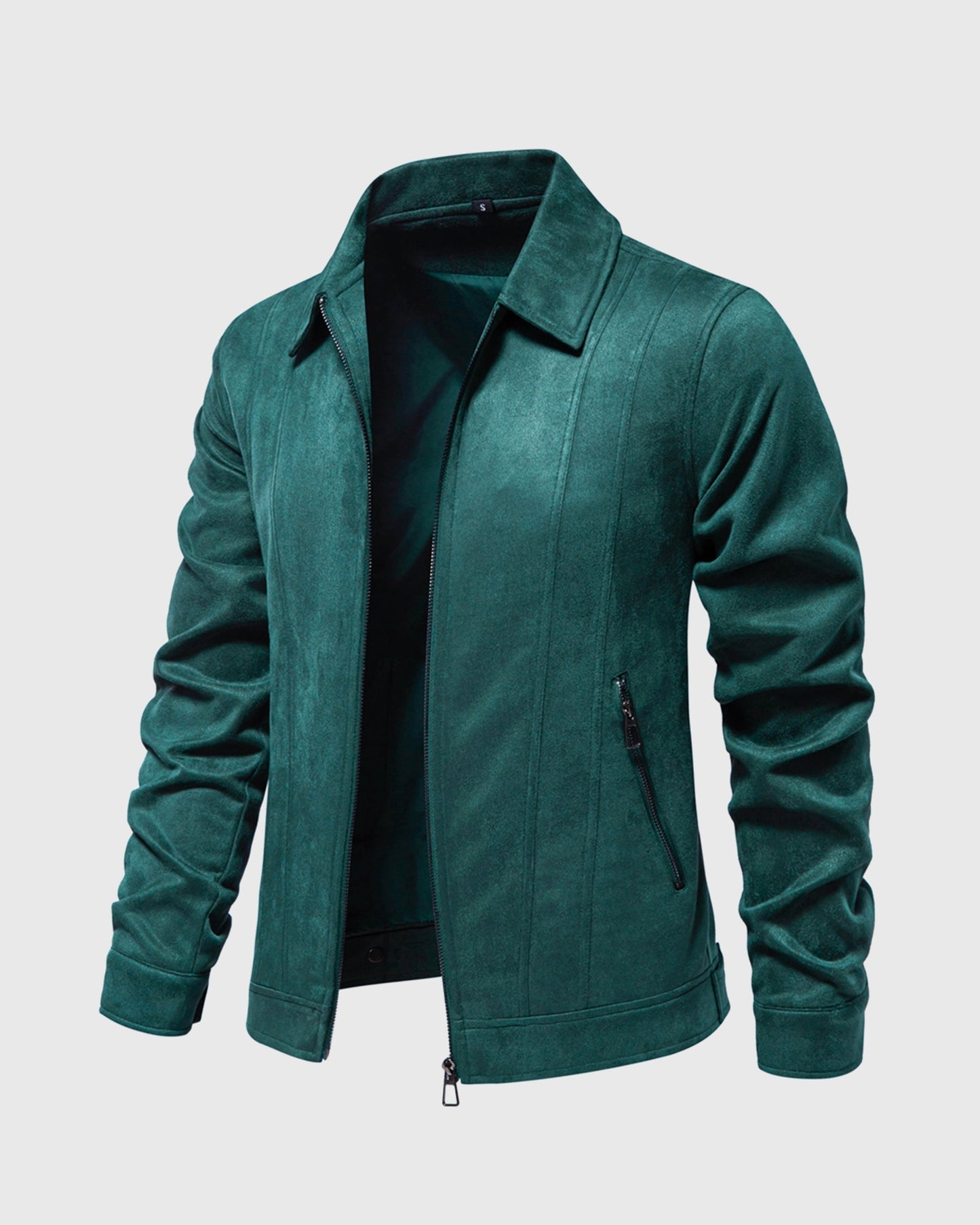 Street-wave Jacket Slim Fit Suede Texture Front Zip For Men Everyday Urban Essential