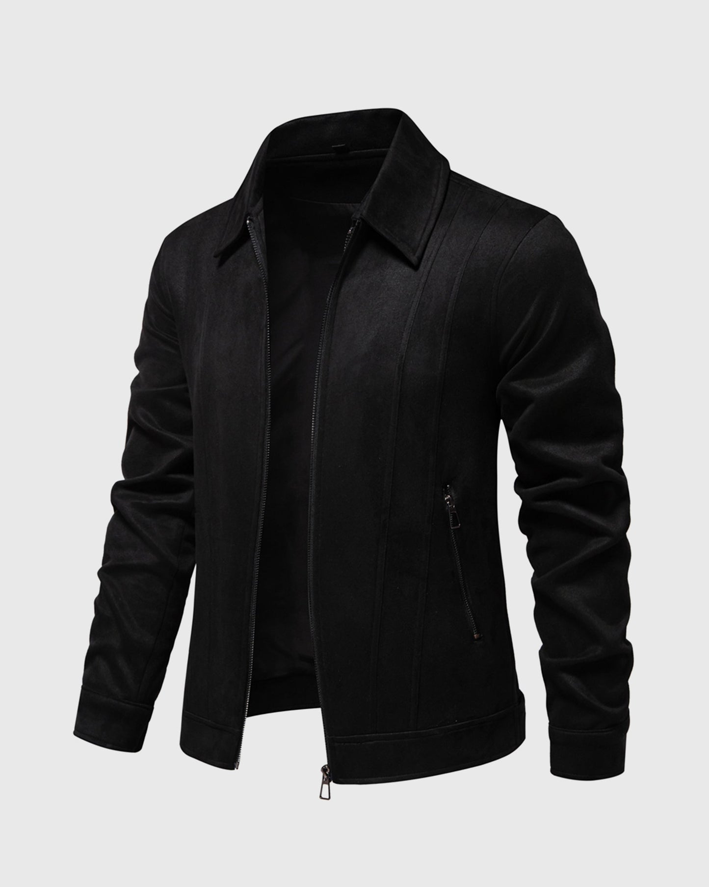Street-wave Men Suede Casual Jacket With Full Zip Lightweight Modern Everyday Wear
