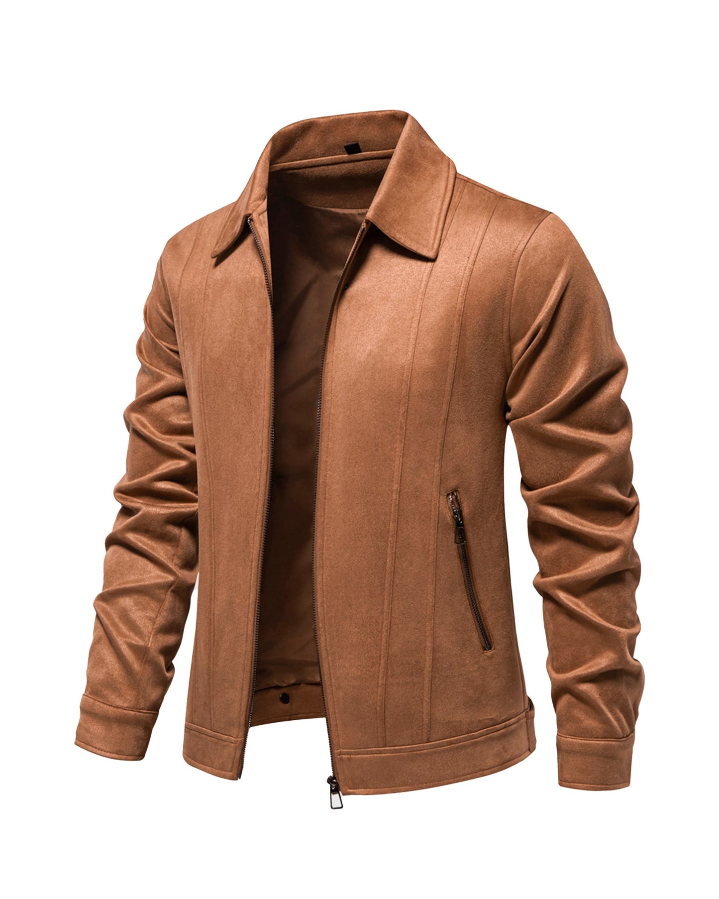 Street-wave Men Suede Casual Jacket With Full Zip Lightweight Modern Everyday Wear