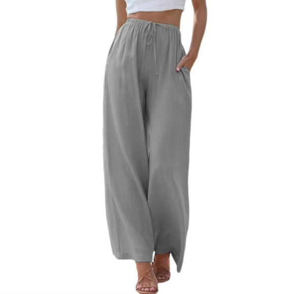 Street-Wave Breathable Linen Blend Set For Women Sleeveless Top Wide Pants