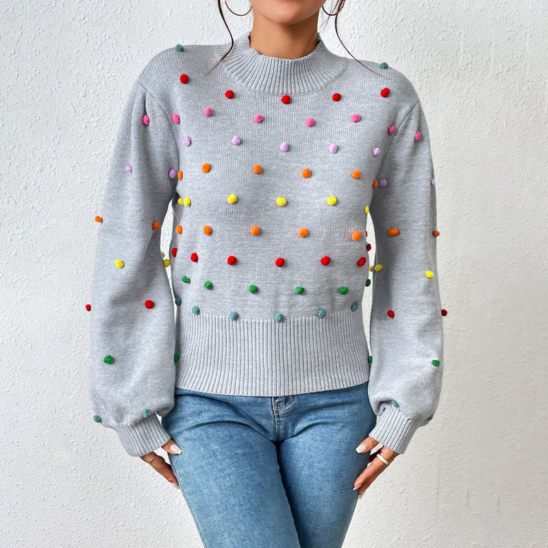 Streetwave Womens Cozy Knit Pullover With Pom Pom Embellishments Relaxed Fit All Season Wear