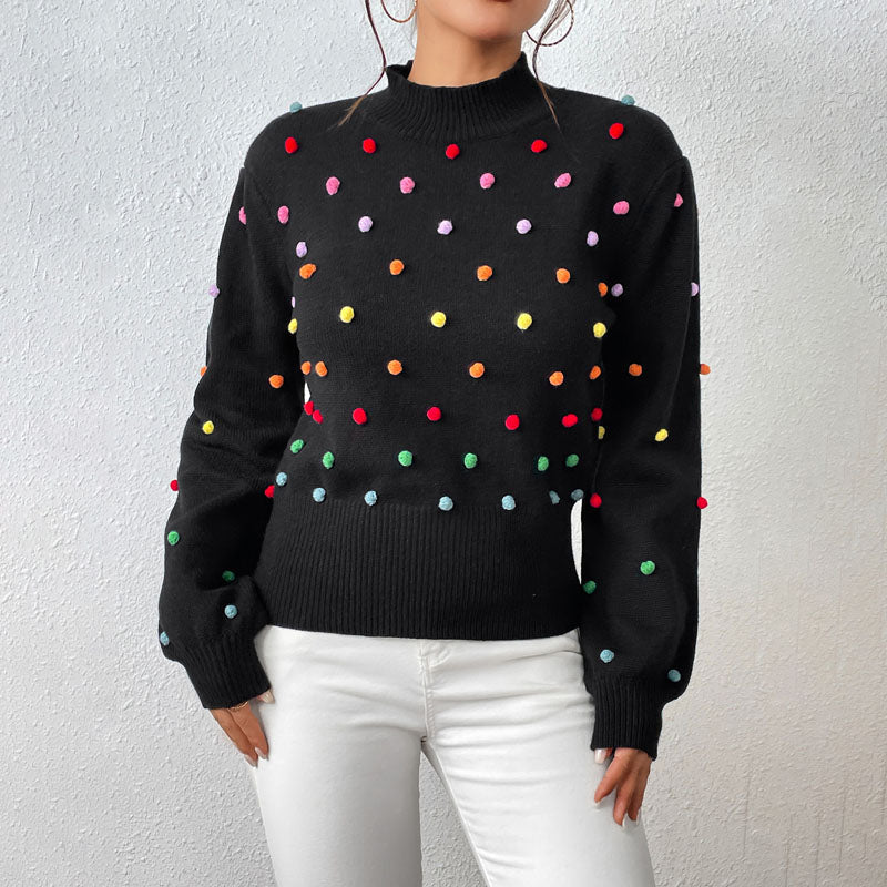 Streetwave Womens Cozy Knit Pullover With Pom Pom Embellishments Relaxed Fit All Season Wear