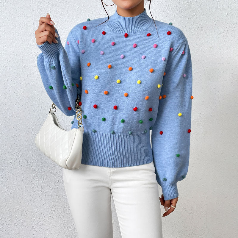 Streetwave Womens Cozy Knit Pullover With Pom Pom Embellishments Relaxed Fit All Season Wear
