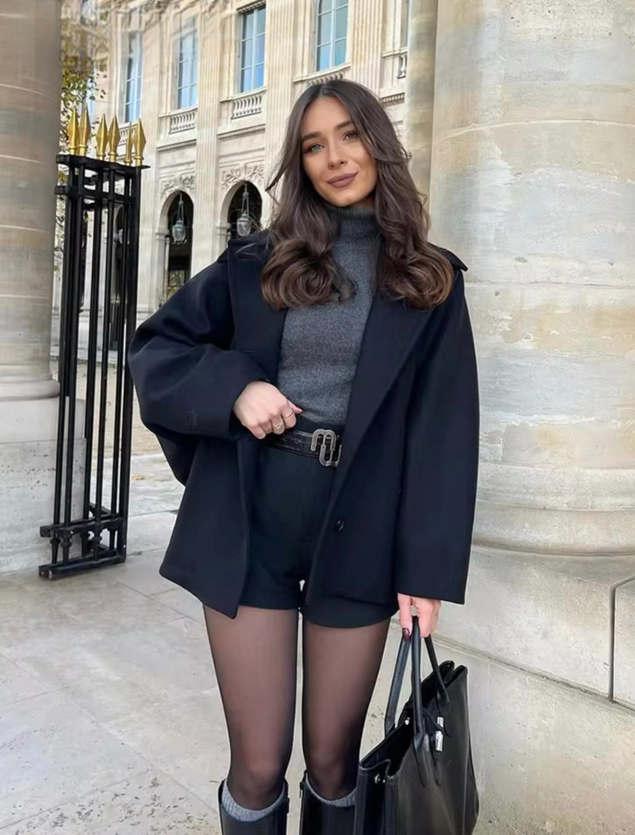 Oversized Wool Coat Street Wave for Women Double Breasted Wool Blend Cozy Chic Warmth