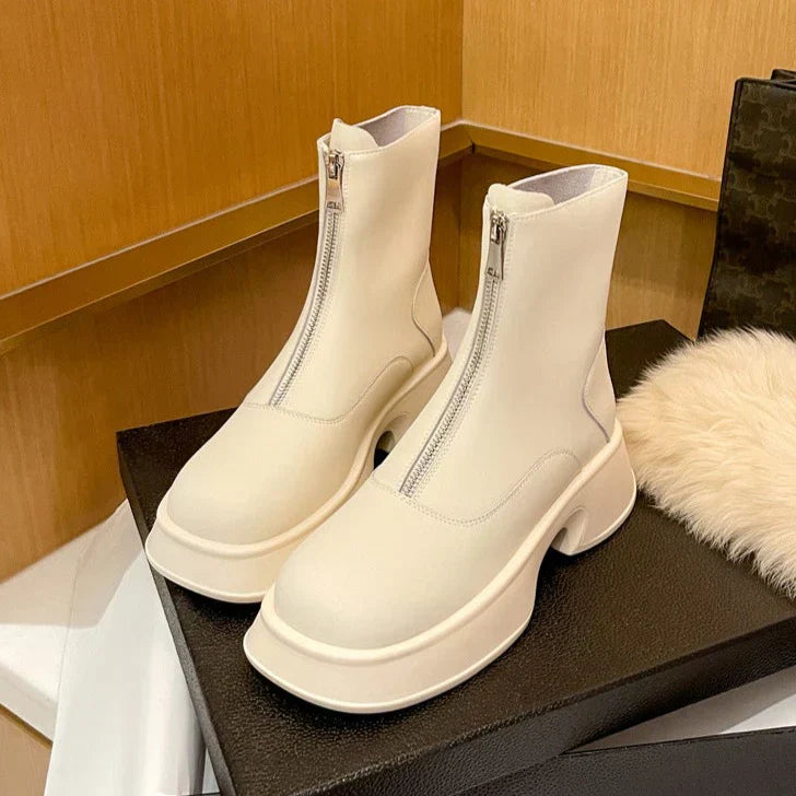 Street-Wave Real Leather Winter Boots For Women Premium Chic All Weather Boots Everyday Style