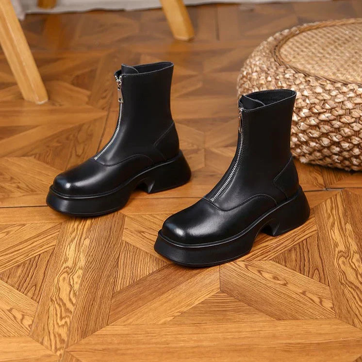 Street-Wave Real Leather Winter Boots For Women Premium Chic All Weather Boots Everyday Style