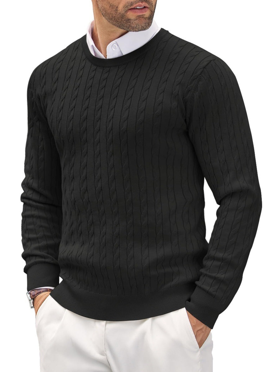 Street-wave Slim Fit Fine Knit Sweater For Men With Round Neck Premium Cotton Timeless Comfort