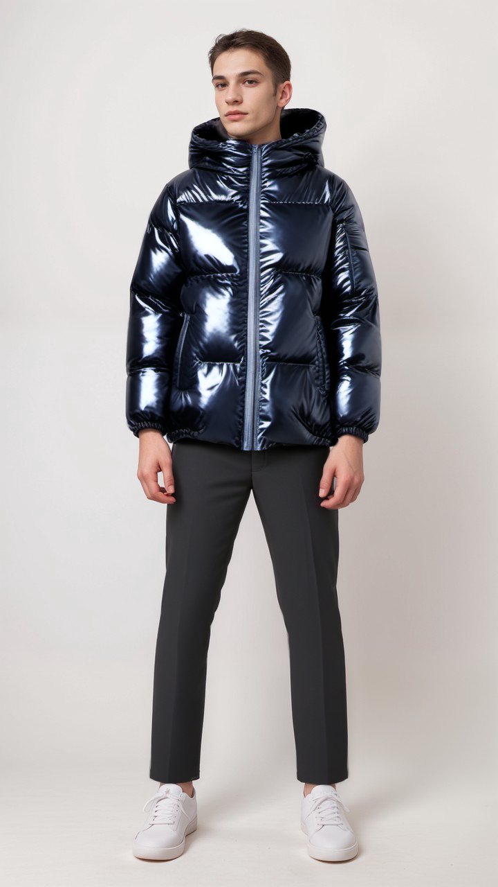 Street-wave Puffer Winter Jacket With Hood for Unisex Warm Polyester Water-Repellent