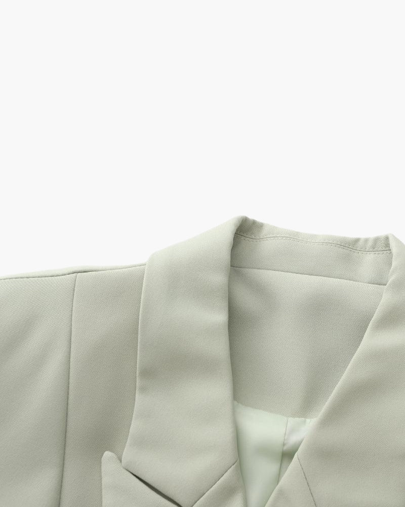 Street-wave Olive Green Double-Breasted Summer Blazer For Women Timeless Structured Elegance