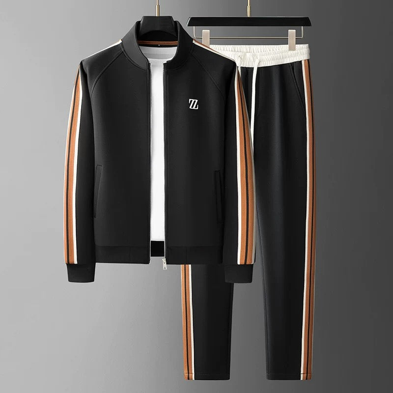 Street Wave Gavin Mens Everyday Jogging Suit Set With Side Stripes Tapered Fit