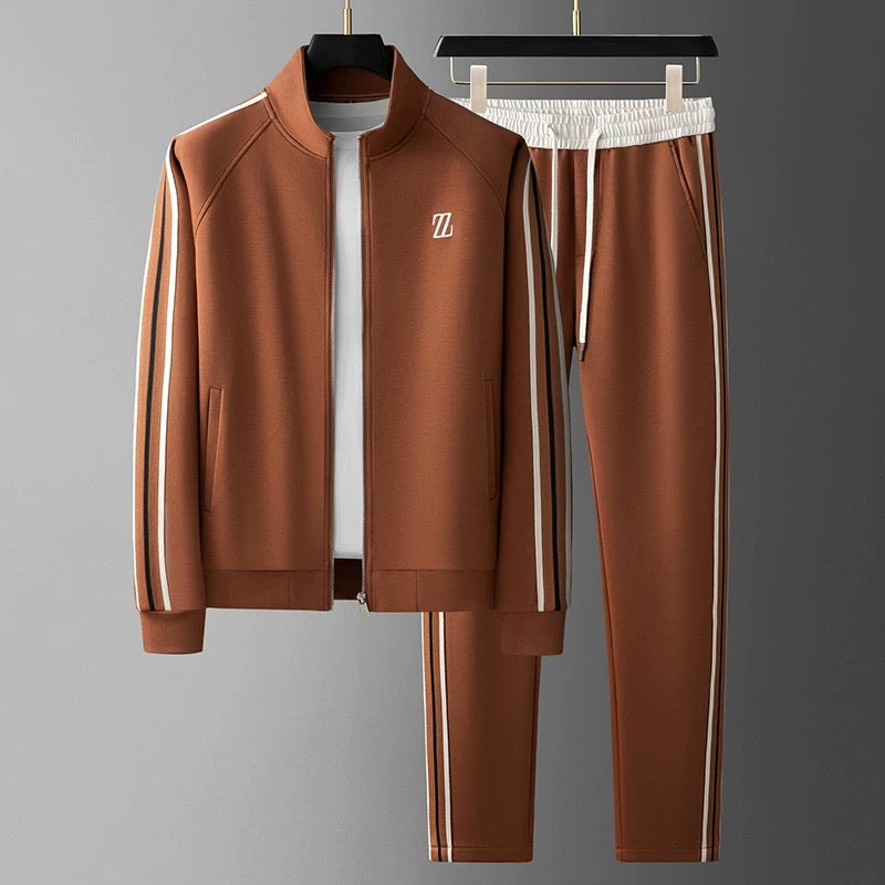 Street Wave Gavin Mens Everyday Jogging Suit Set With Side Stripes Tapered Fit