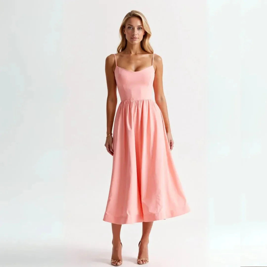 Waylynn Isabelle Spaghetti Strap Midi Dress For Women Flattering Fit