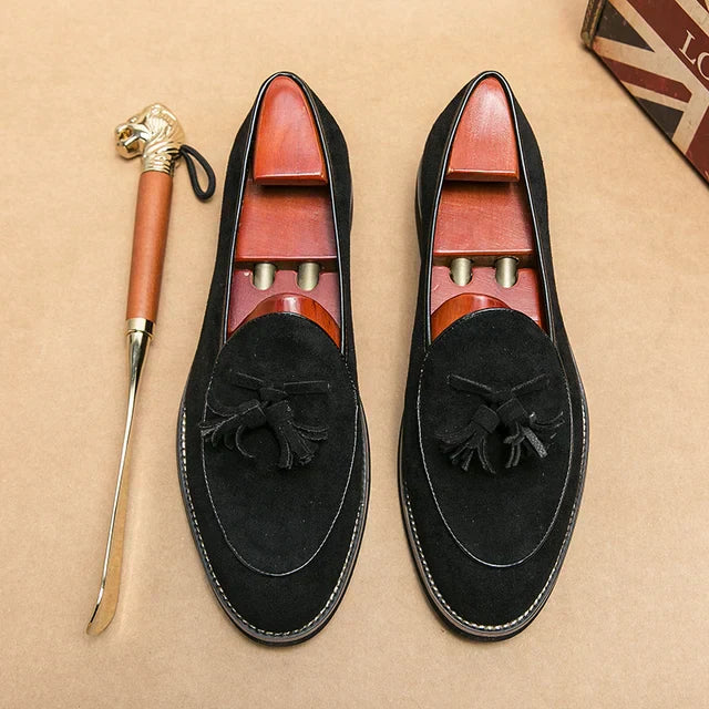 Street-Wave Italian Suede Tassel Loafers For Men Handcrafted Slip On Comfort And Style