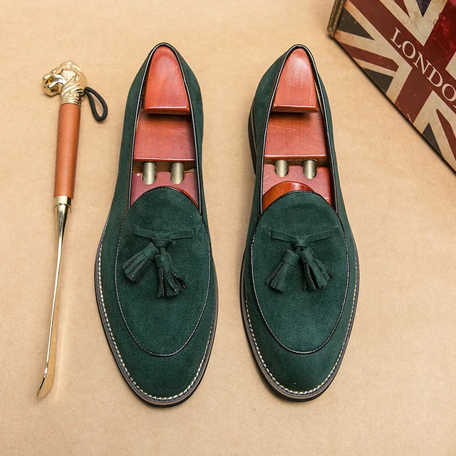 Street-Wave Italian Suede Tassel Loafers For Men Handcrafted Slip On Comfort And Style