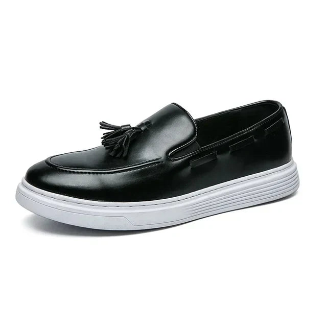 Street-wave Italian Leather Tassel Loafers For Men Luxurious Comfort And Classic Style