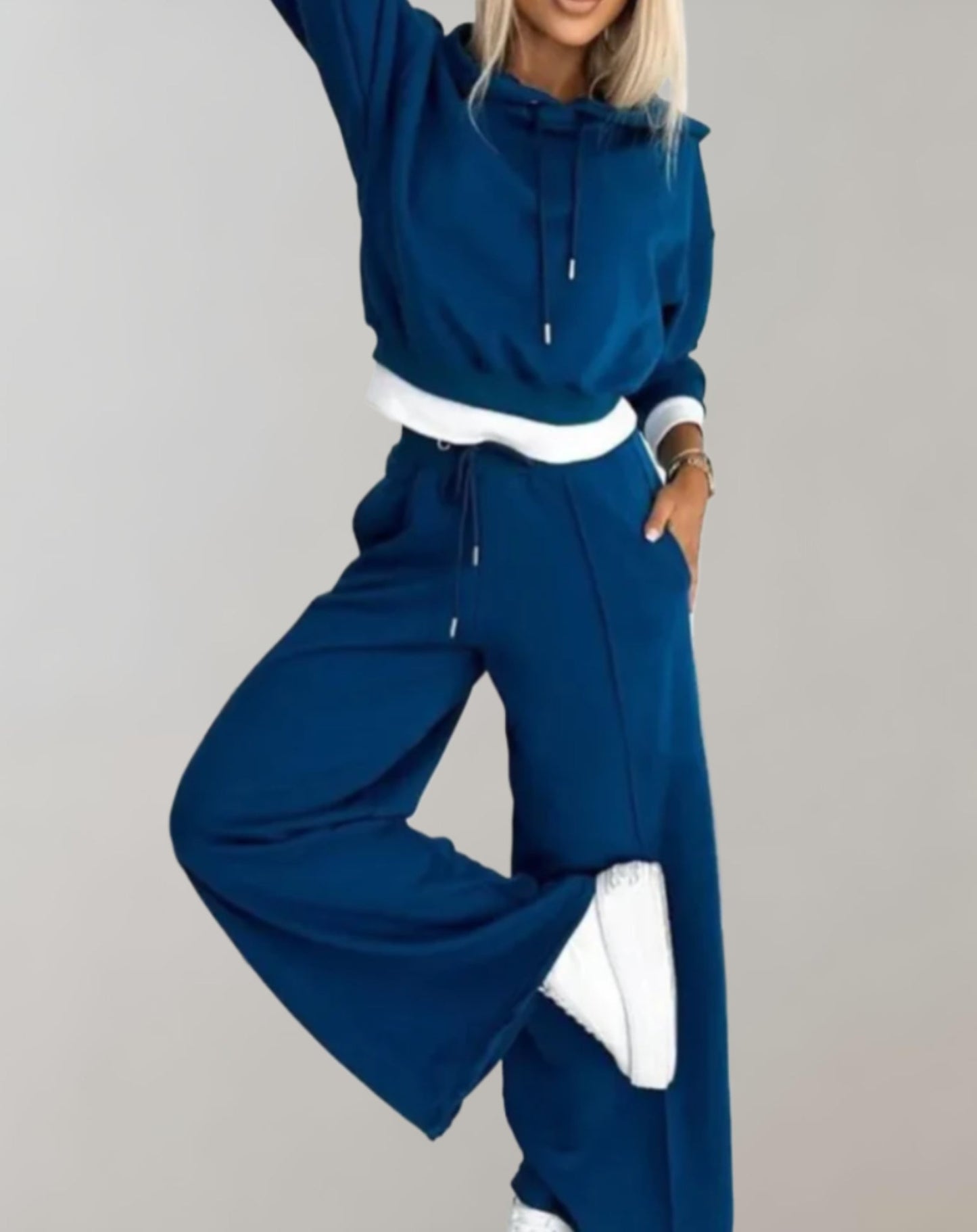 Street-wave Women's Loungewear Set With Hoodie And Wide-Leg Pants For Cozy All Day Comfort