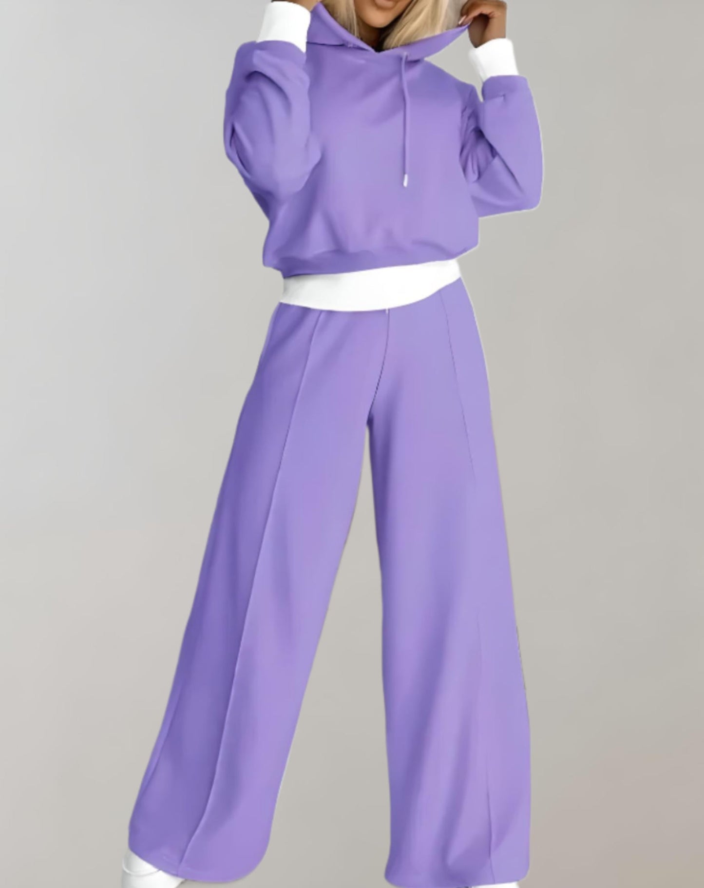 Street-wave Women's Loungewear Set With Hoodie And Wide-Leg Pants For Cozy All Day Comfort