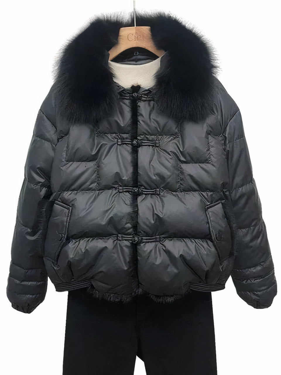 Street-wave Women's Vintage Puffer Down Coat With Soft Fur Collar For All-Season Warmth