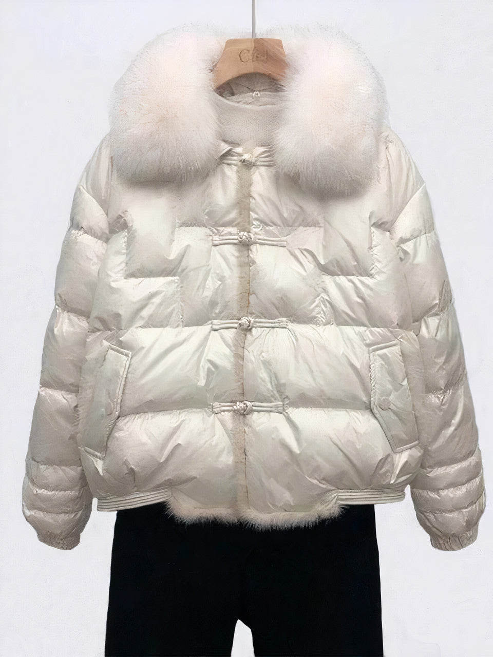 Street-wave Women's Vintage Puffer Down Coat With Soft Fur Collar For All-Season Warmth