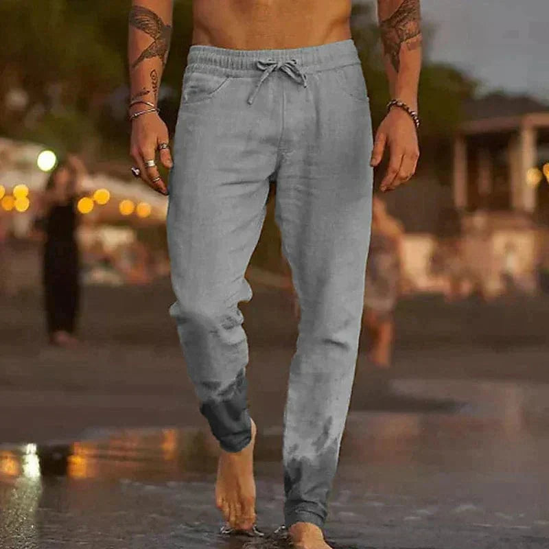Men's Jogging Pants Breathable Cotton Relaxed Fit Elastic Waist With Drawstring For Everyday Comfort