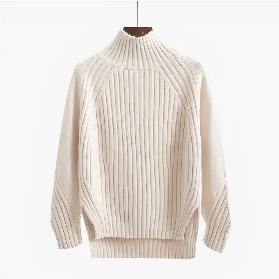 Streetwave Rundhals Pullover Beige Ribbed Crewneck Sweater For Women Warm Autumn Comfort