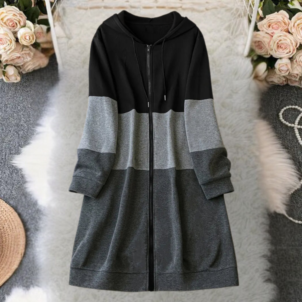Leiiana Women's Hooded Zip Coat By Street-wave Cozy Warmth With Modern Colorblock Jacket For Women