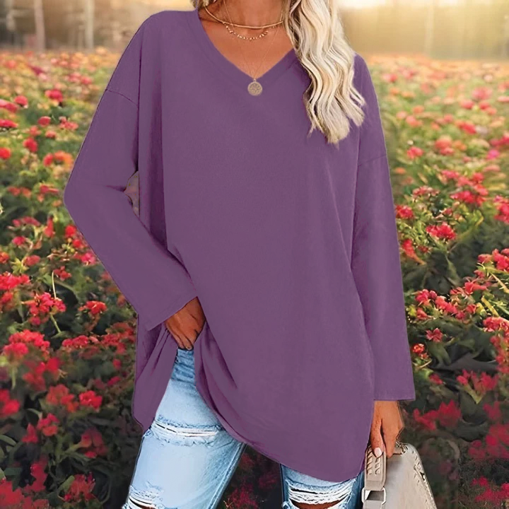 Street-Wave Jacqueline V-Neck Tunic Top for Women Soft Fit