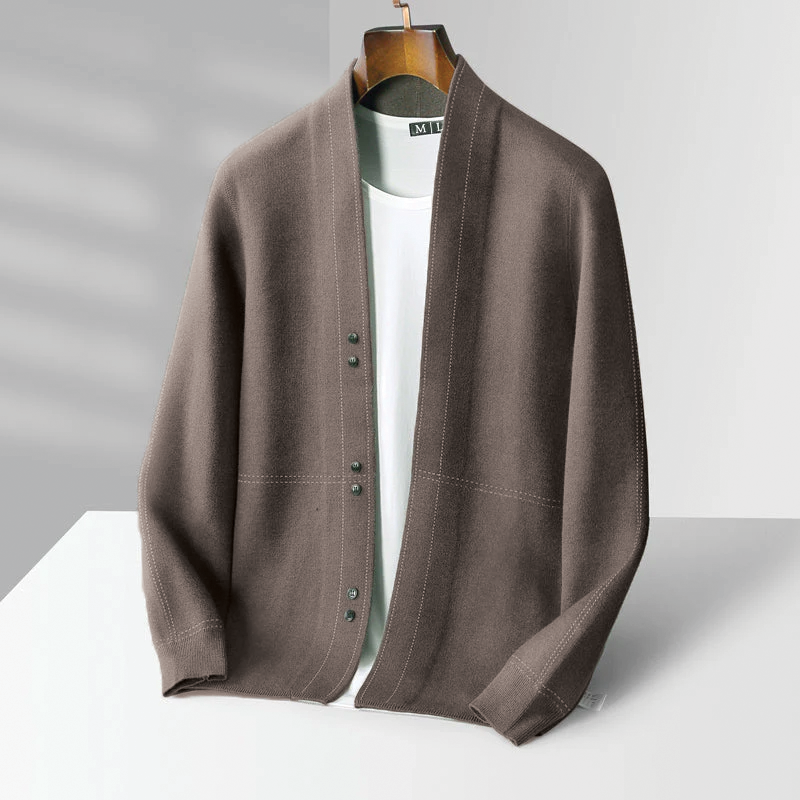 Street-Wave Wool Blend Cardigan For Men Button Closure Cozy