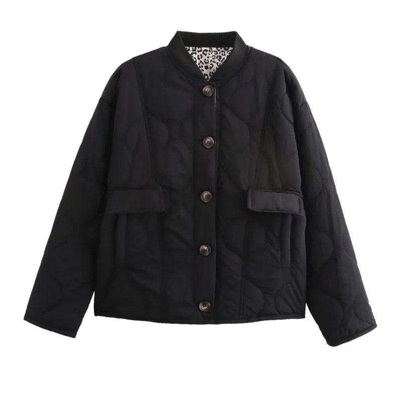 Street-Wave Natalie Padded Cotton Jacket Unisex With Leopard Patchwork