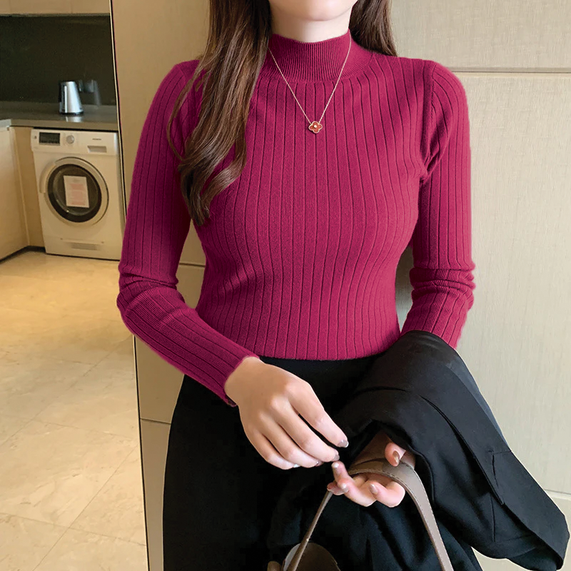 Street-Wave Ribbed Turtleneck Top Unisex Cozy Knit Warmth