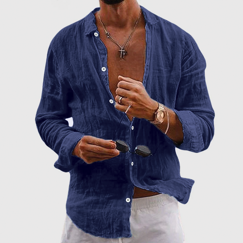 Street Wave Kayden Lightweight Resort Linen Shirt Semi Sheer Unisex
