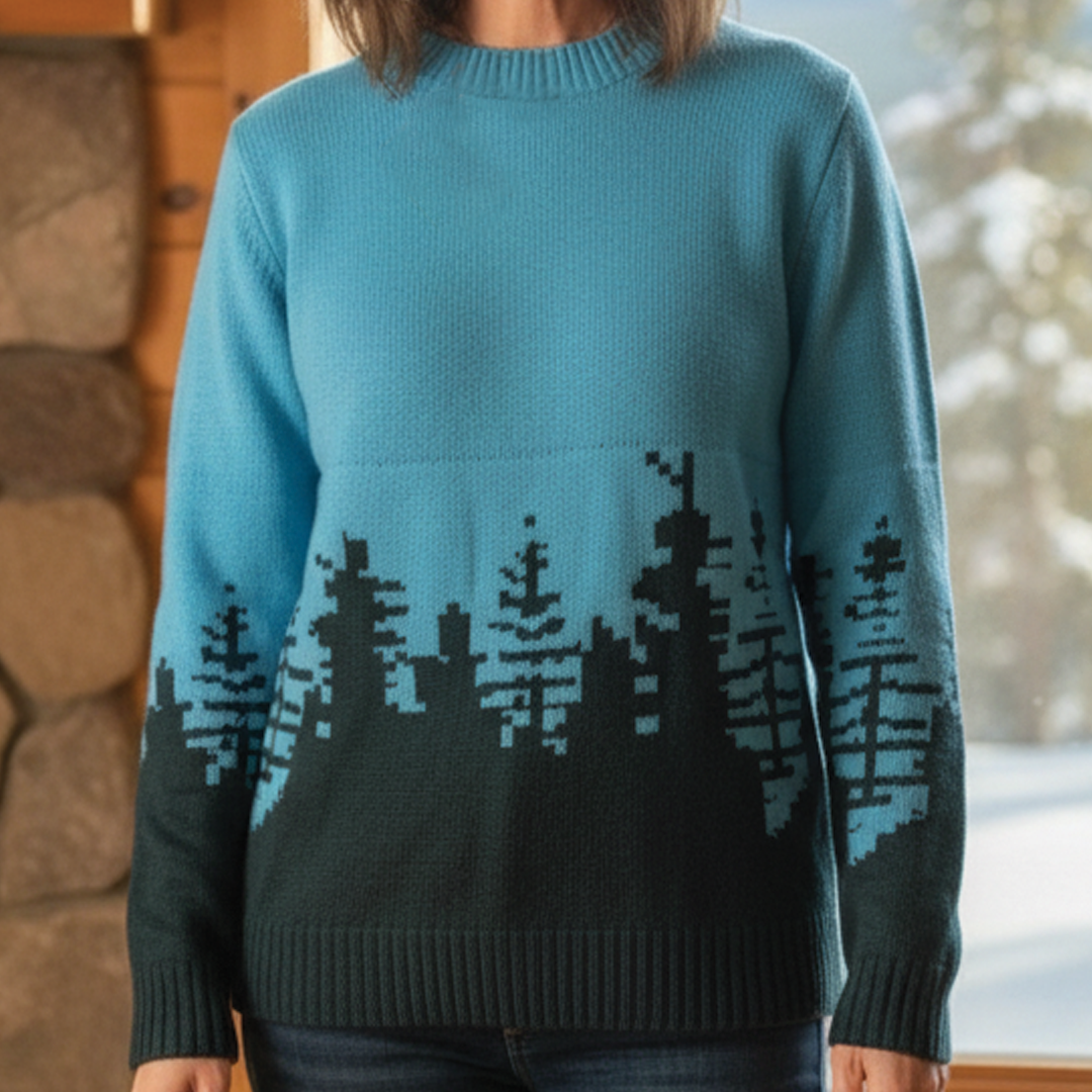 Patterned Knit Sweater Street Wave Unisex Multicolor Jacquard Cozy Layering