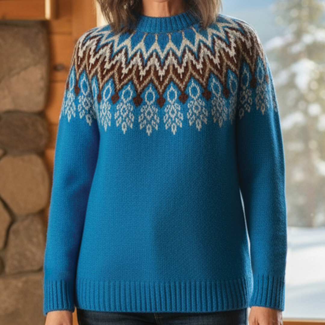 Patterned Knit Sweater Street Wave Unisex Multicolor Jacquard Cozy Layering