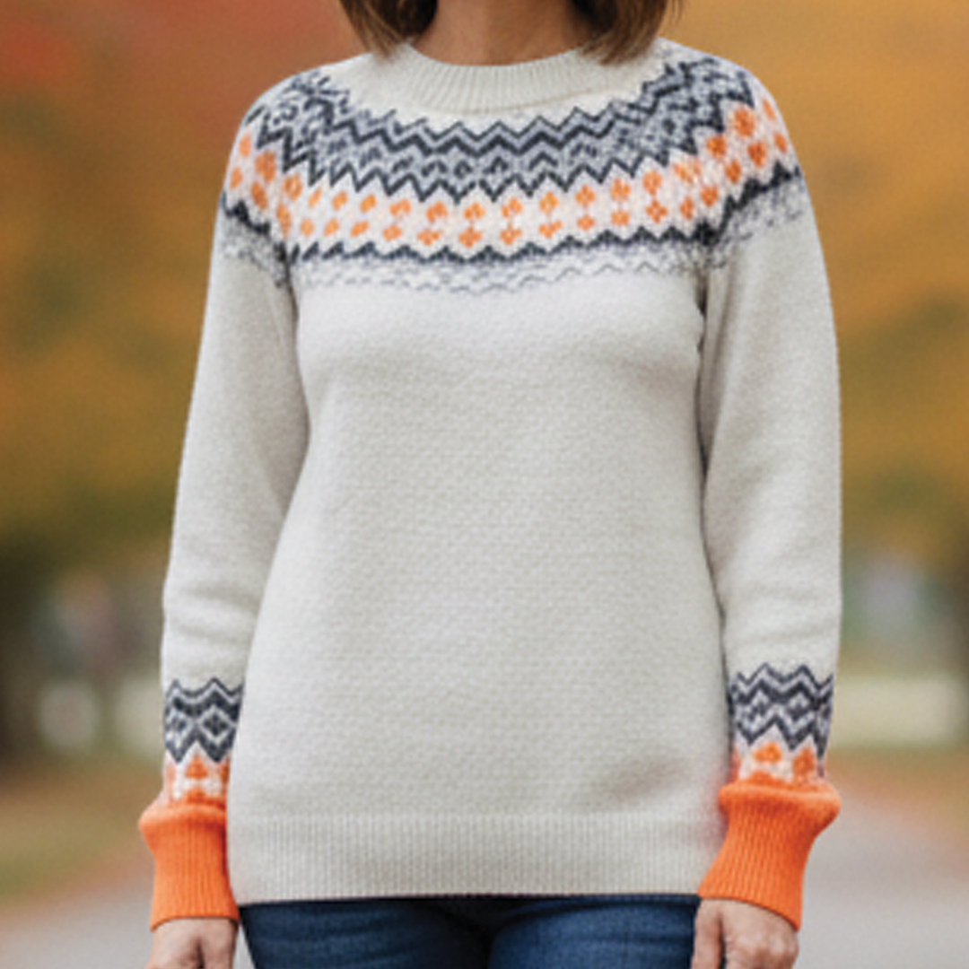 Patterned Knit Sweater Street Wave Unisex Multicolor Jacquard Cozy Layering