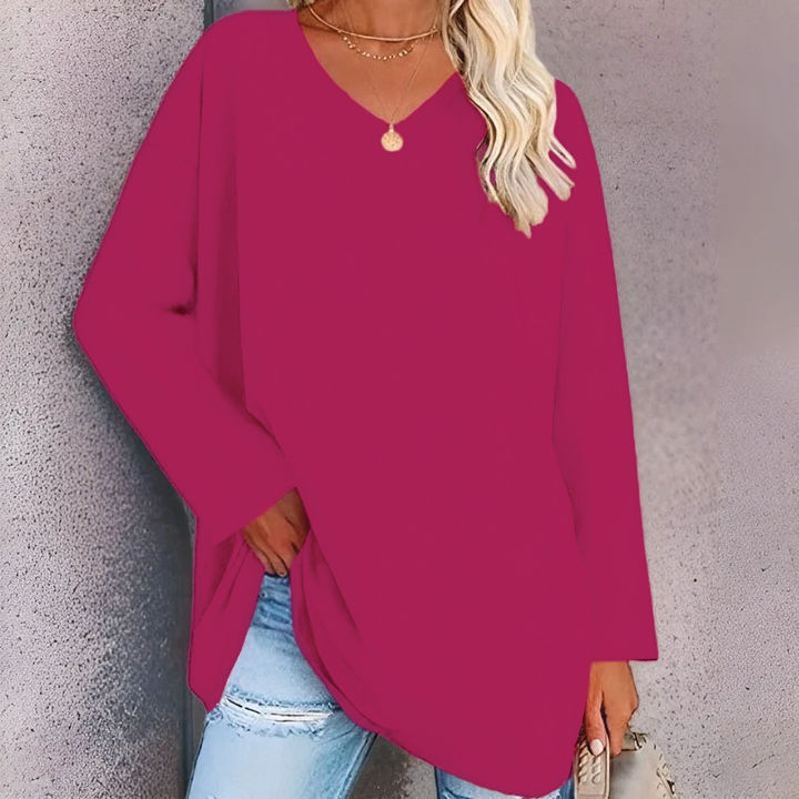 Street-Wave Jacqueline V-Neck Tunic Top for Women Soft Fit