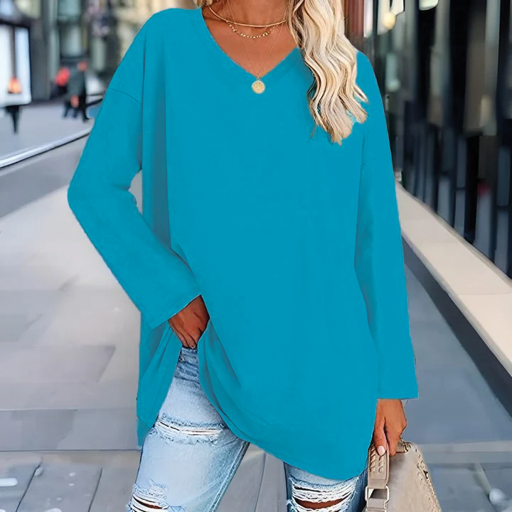 Street-Wave Jacqueline V-Neck Tunic Top for Women Soft Fit