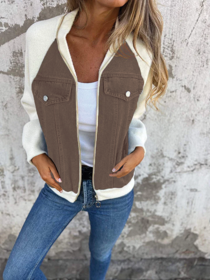 Street-Wave Jill Zip-Up Denim Jacket Cozy Lining Unisex