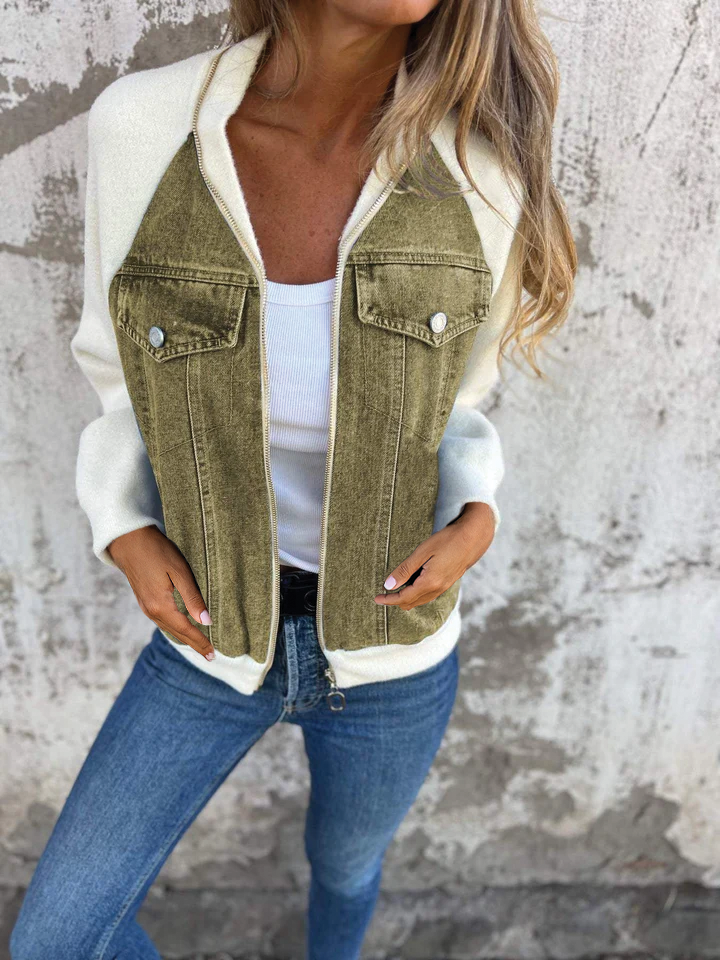 Street-Wave Jill Zip-Up Denim Jacket Cozy Lining Unisex