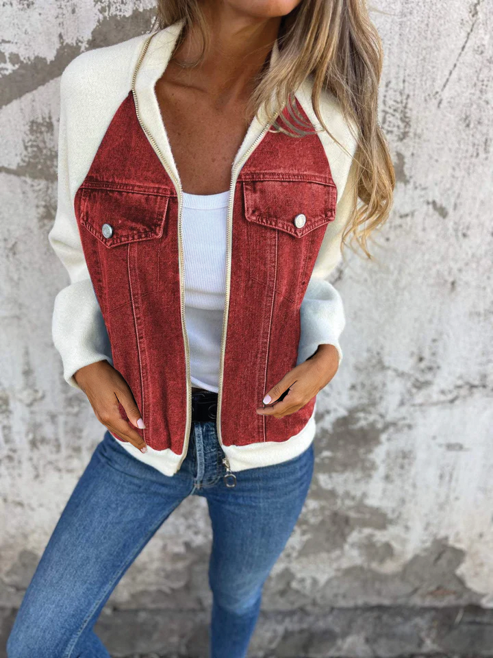 Street-Wave Jill Zip-Up Denim Jacket Cozy Lining Unisex