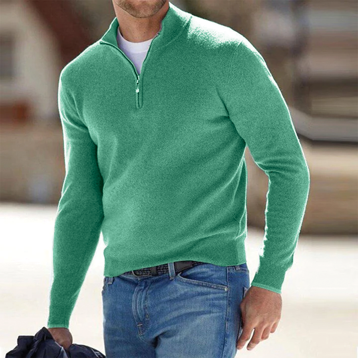 Street Wave Maverick Wool Half Zip Sweater Mock Neck For Men
