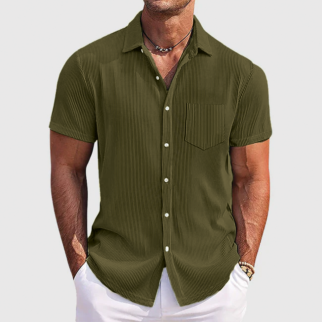 Street Wave Striped Short Sleeve Shirt Lightweight Relaxed Fit Men