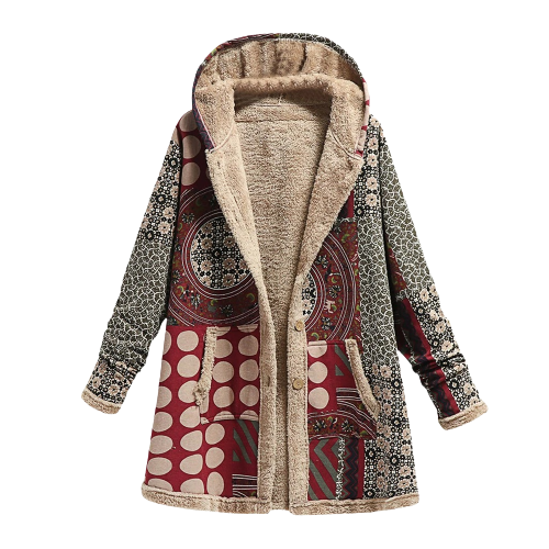 Street-Wave Patchwork Quilted Women Coat With Pockets Fur-Lined Warm Long Sleeve Jacket