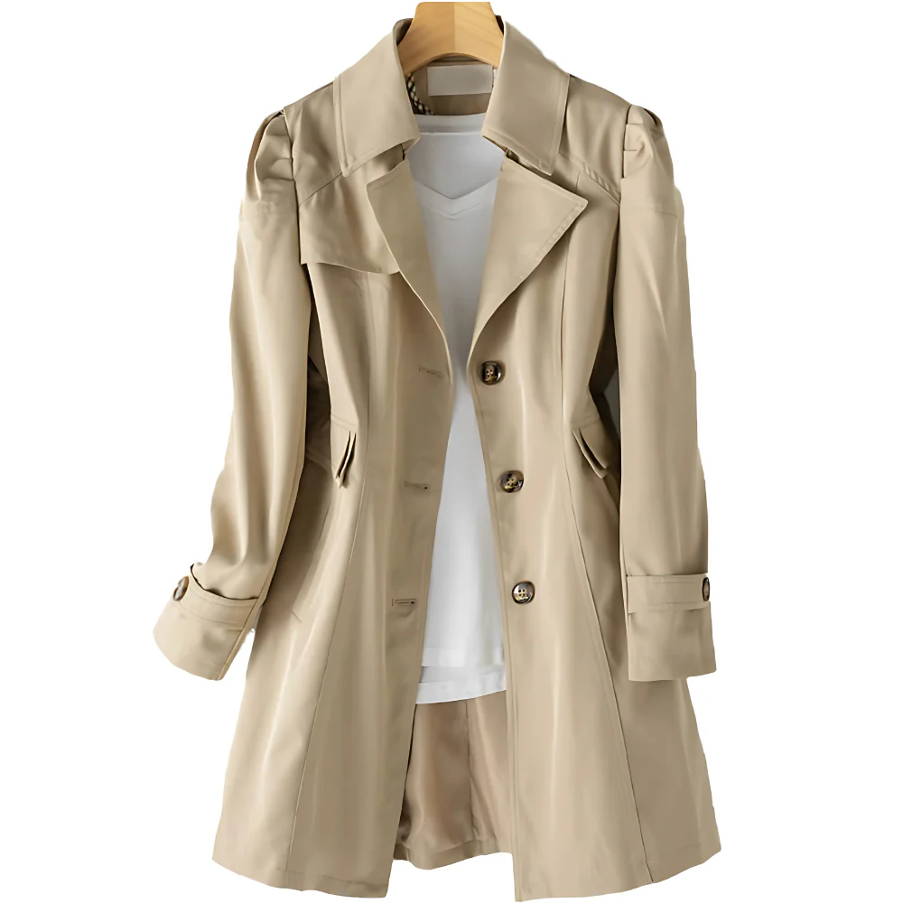 Street-wave Buttoned Trench Coat For Women With Collar Lightweight Autumn Jacket For Everyday Wear