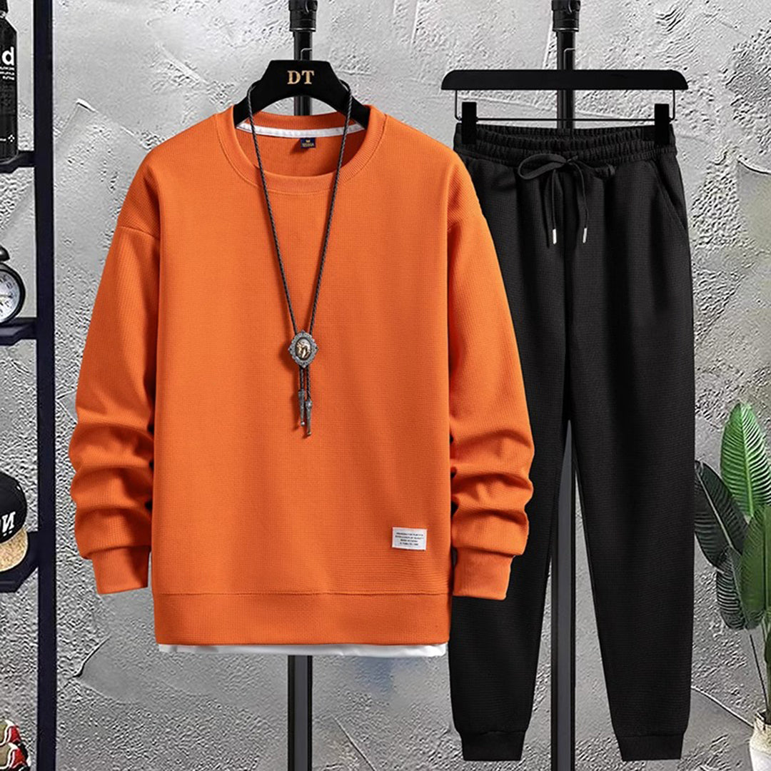 Men's Sweatshirt Crew Neck With Ribbed Edge For Everyday Wear Street-Wave